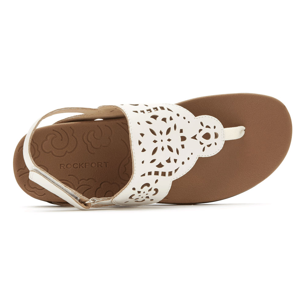 Rockport Sandaler Dame Hvite - Ridge Circle Cutout Thong - YIHO48062